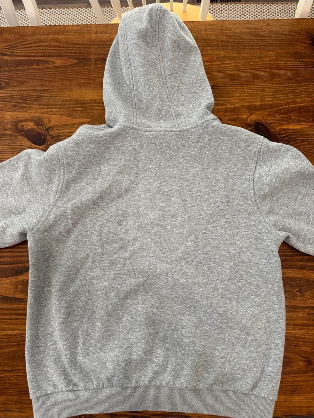 Kids Nike Heather Gray Hoodie with White Swoosh. Size XL
